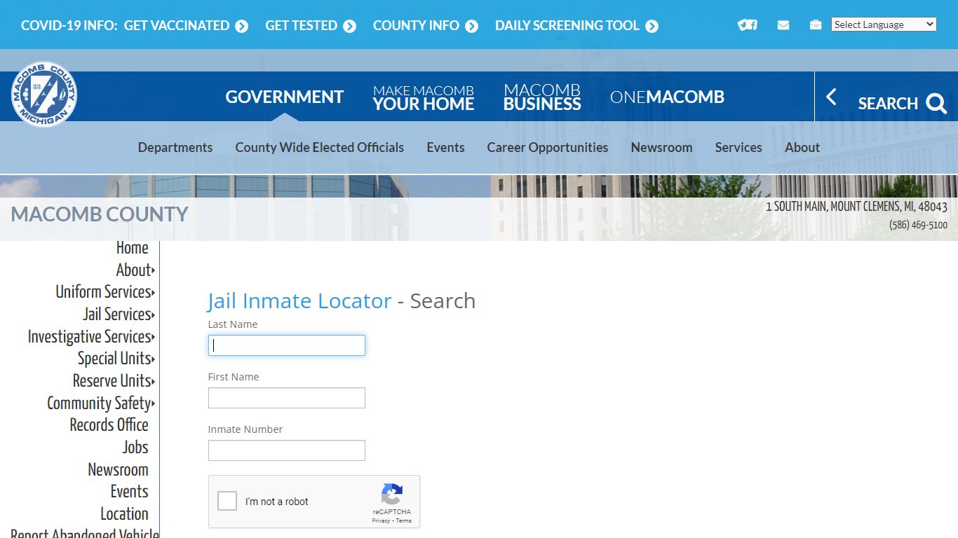 Sheriff - Inmate Locator | Macomb County